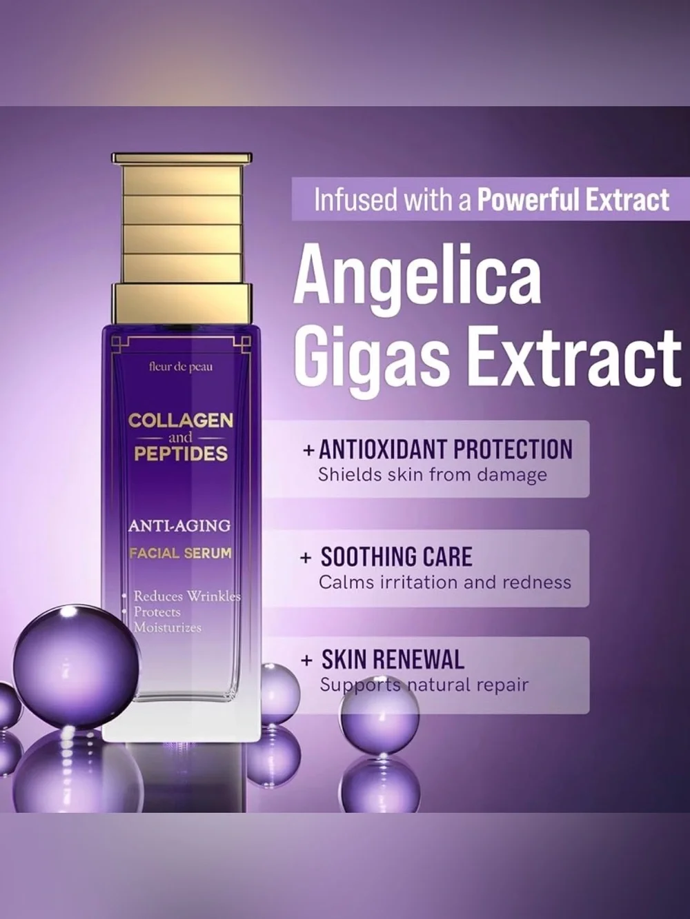 Collagen & Peptides Anti-Aging Facial Serum — Purple